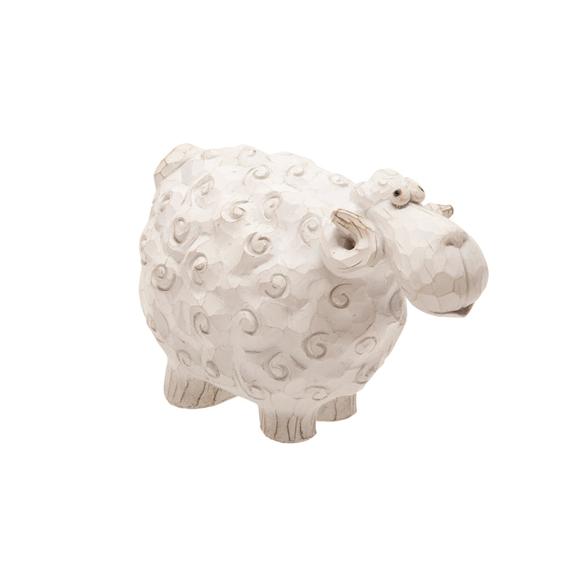 Carved White Sheep 7.5"