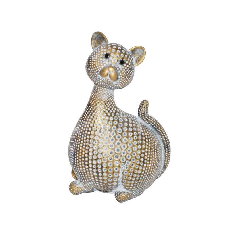 Resin 8.25" Spotted Cat Decoraon , Gold