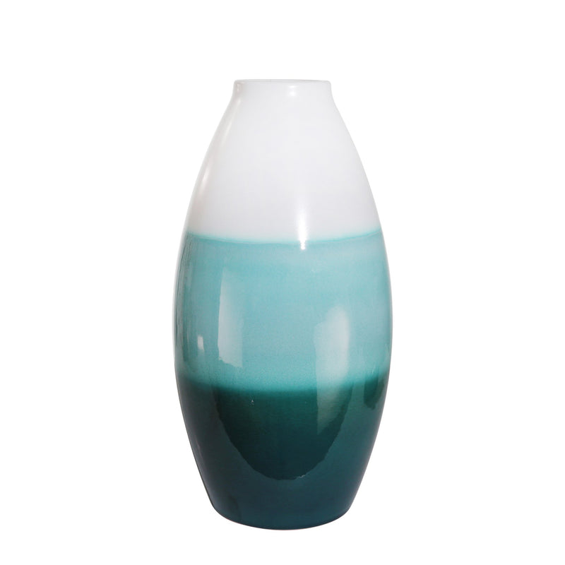 White/Blue Layered Vase 16.5"