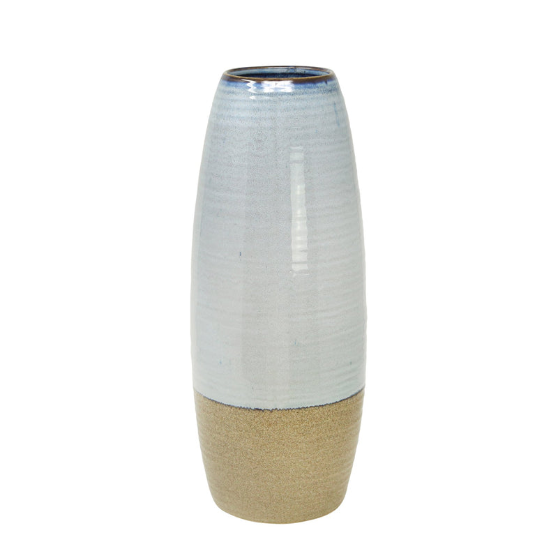 Ceramic 14.5" Vase, Lt. Blue/Brown