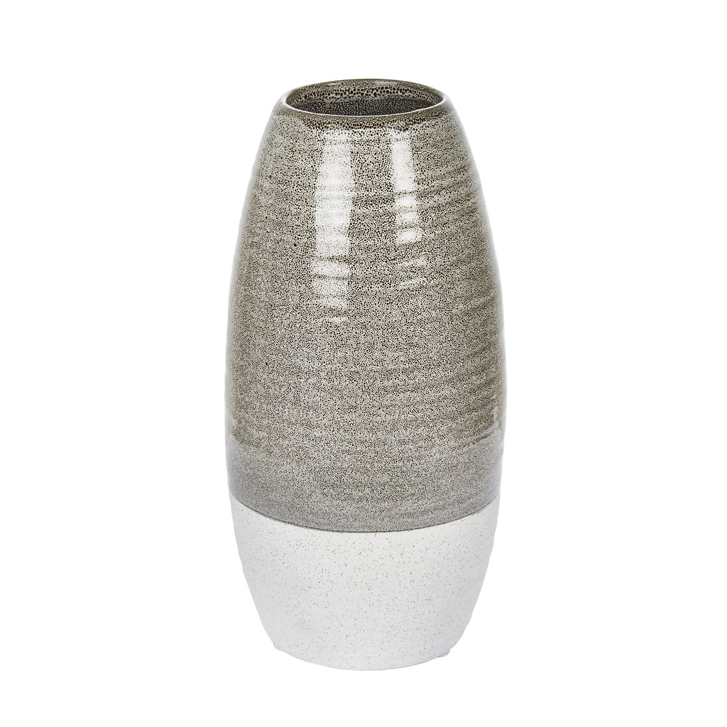 Ceramic 12" Vase, Gray/White