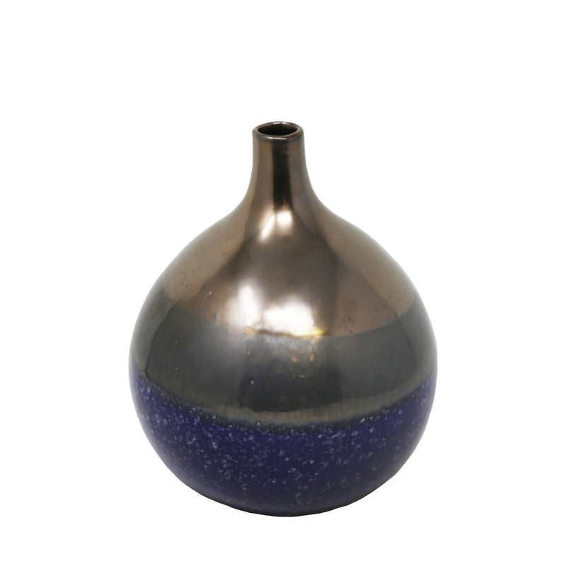Blue/Copper Vase 8"