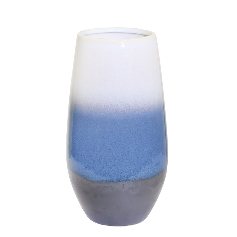 Gray/Blue/White Layered Vase 12.25"