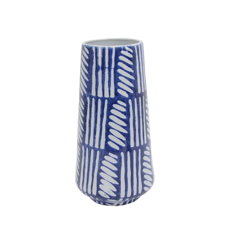 Blue/White Painted Glaze Vase 12.25"