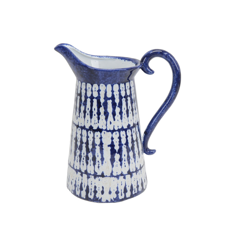 Blue/White Glaze Pitcher 11"