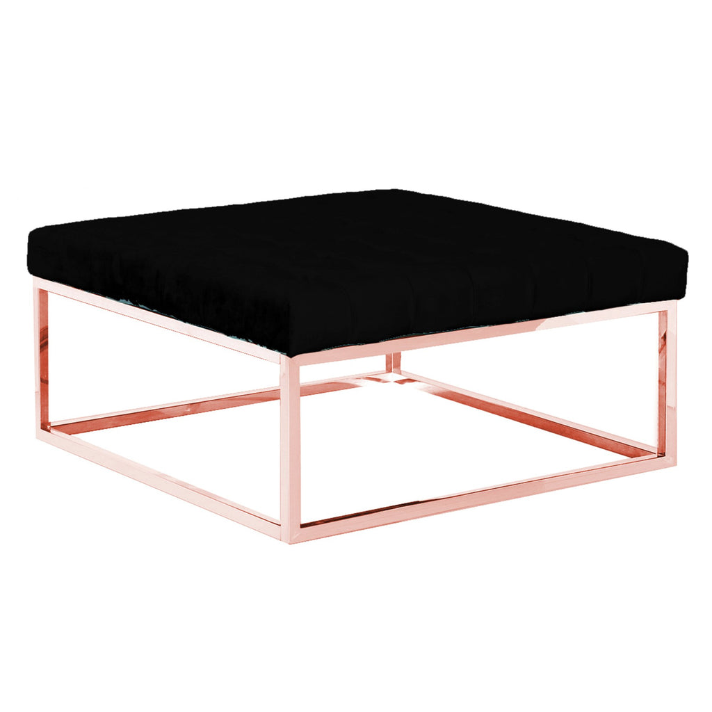 Black/Gold Velveteen Ottoman, Kd