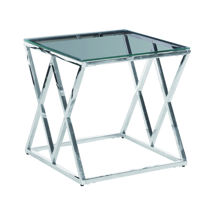 Silver/Glass Diamond Accent Table, Kd