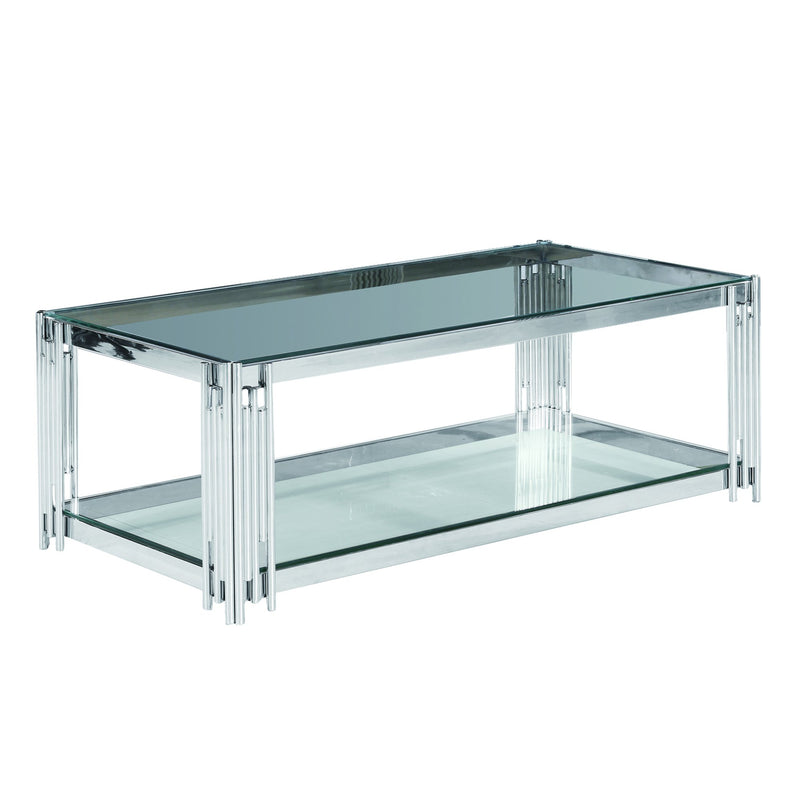 2-Tier Silver/Glass Cocktail Table, Kd