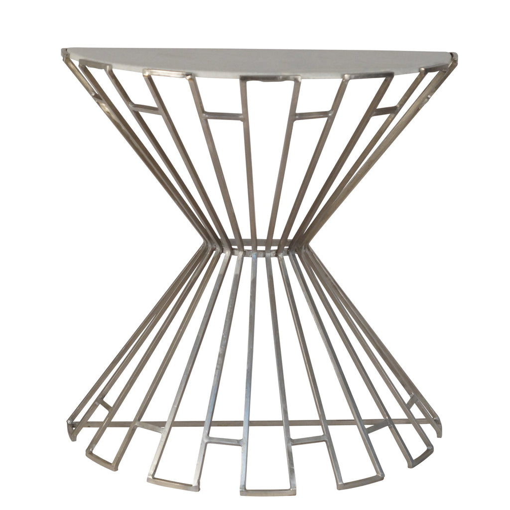 Metal & Marble Deminlune Console, Silver
