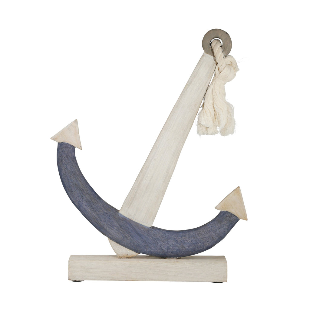 Wooden Anchor On Base, Multi