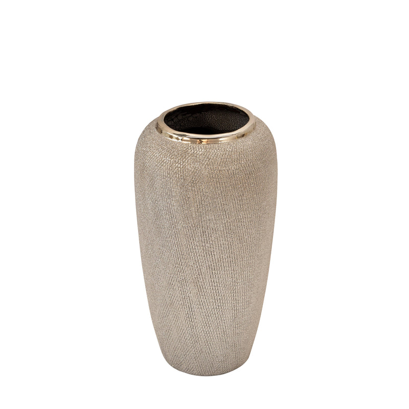 Ceramic 12.25" Vase , Champagne