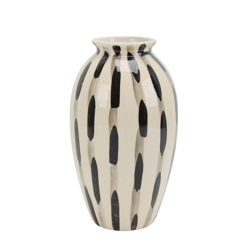 Ceramic Vase 11", Black/White
