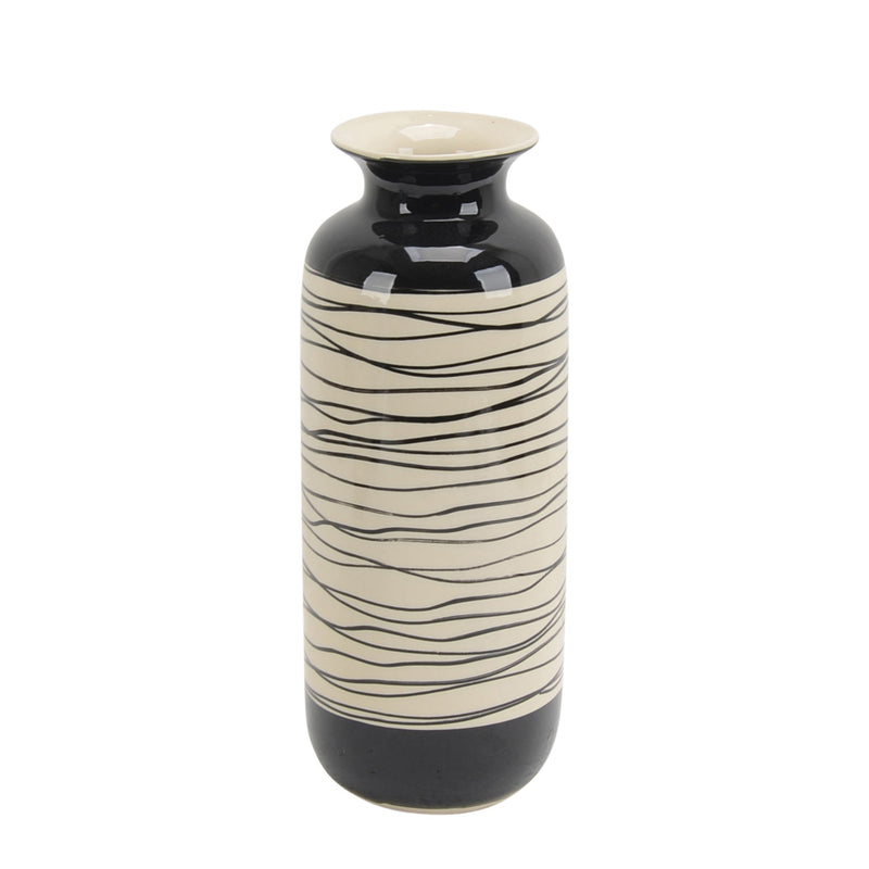 Ceramic Vase 14.5", Black/White