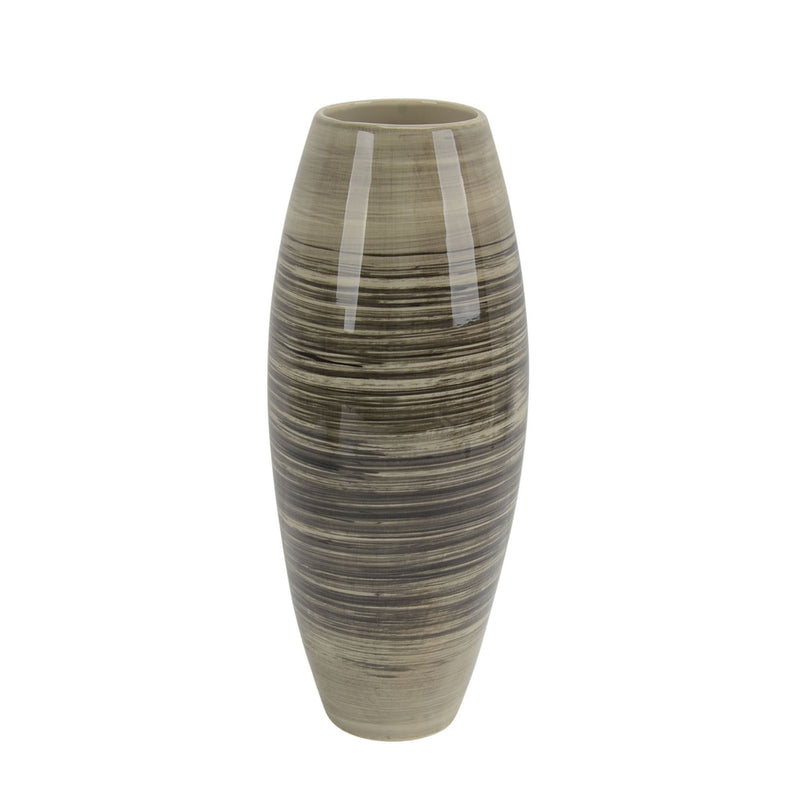 Ceramic Vase 16", Black/Beige