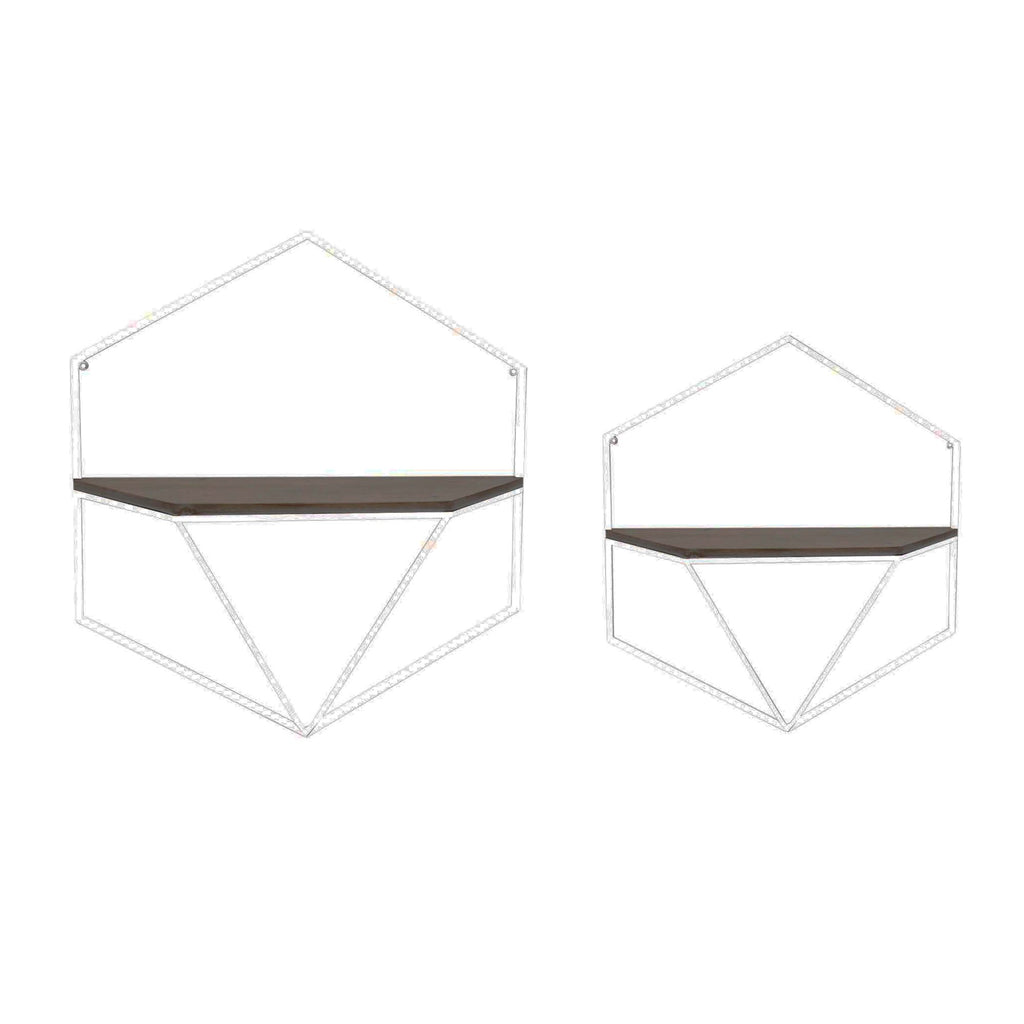 S/2 Metal / Wood Wall Shelves,White / Brown