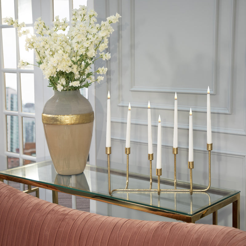 Metal 7 Taper Candle Holder, Gold