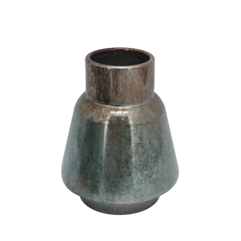 Metal 9.75" Vase, Green
