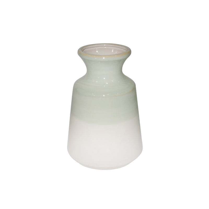 Ceramic 8.75" Vase, Green/White