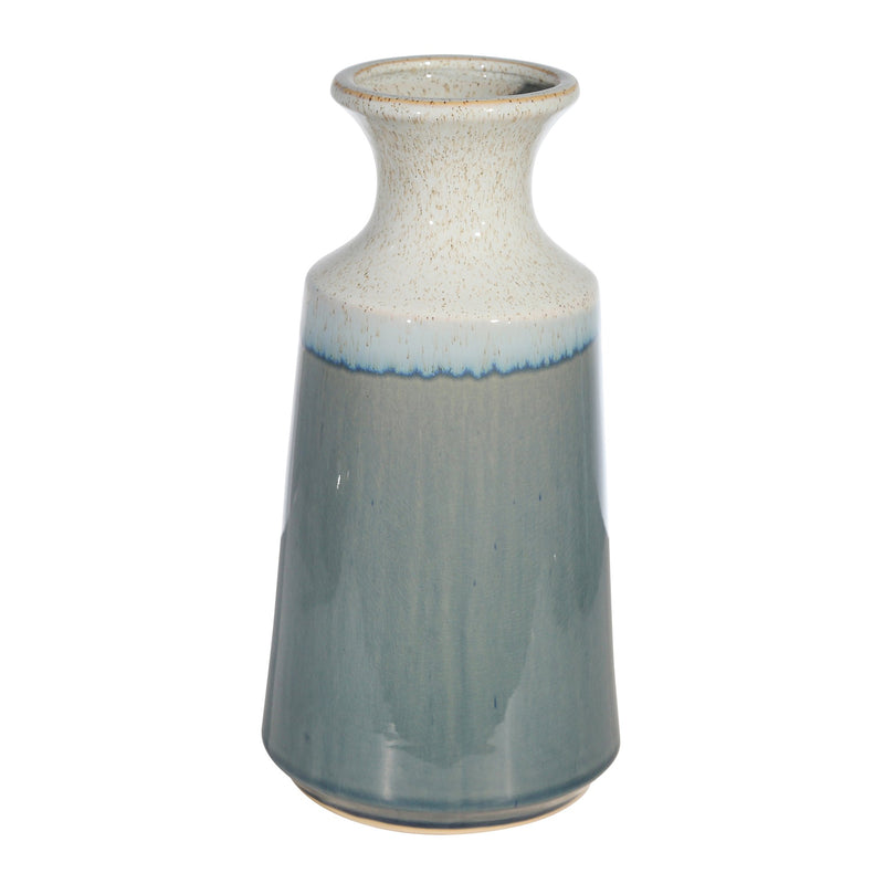 Ceramic 12.25" Vase, Wht/Green