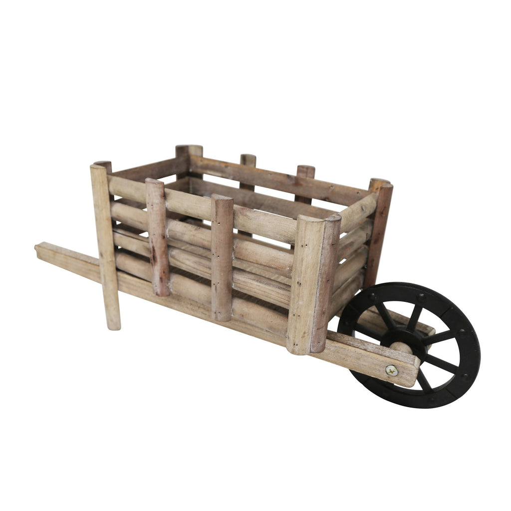 Wooden Decorative Whell Barrow, Brown
