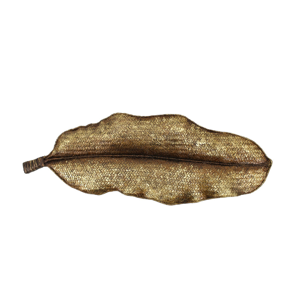 Resin Basket Weave Leaf Wall Decor, Gold