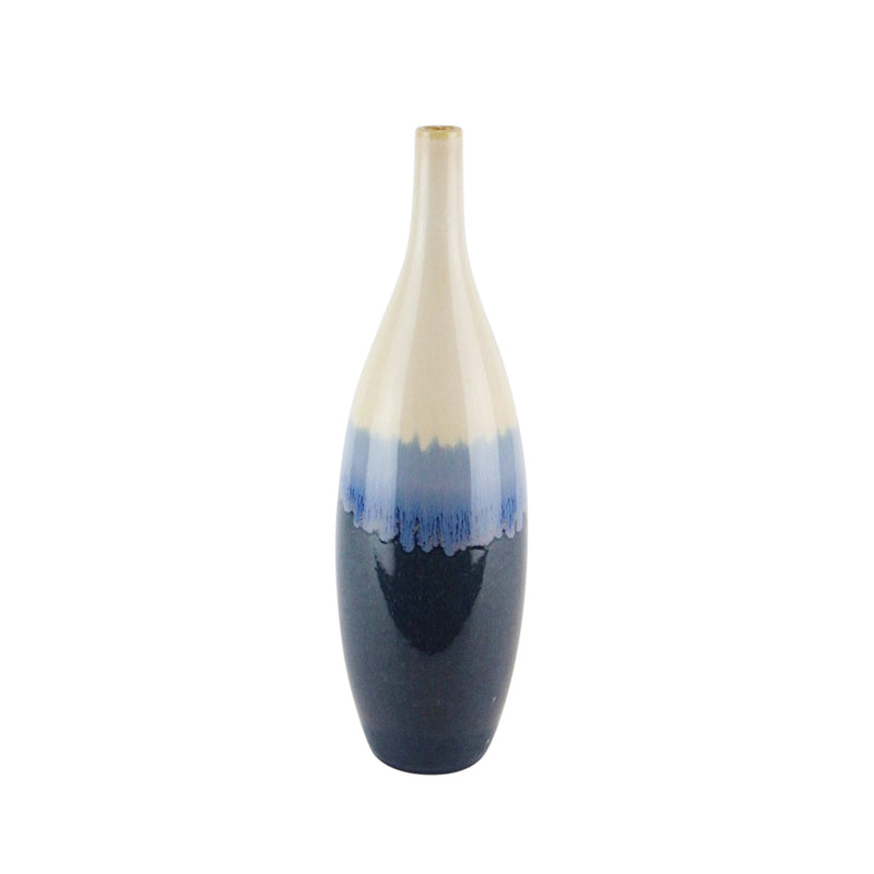 Ceramic Vase With Drip Glaze 15.25", Blue Mix