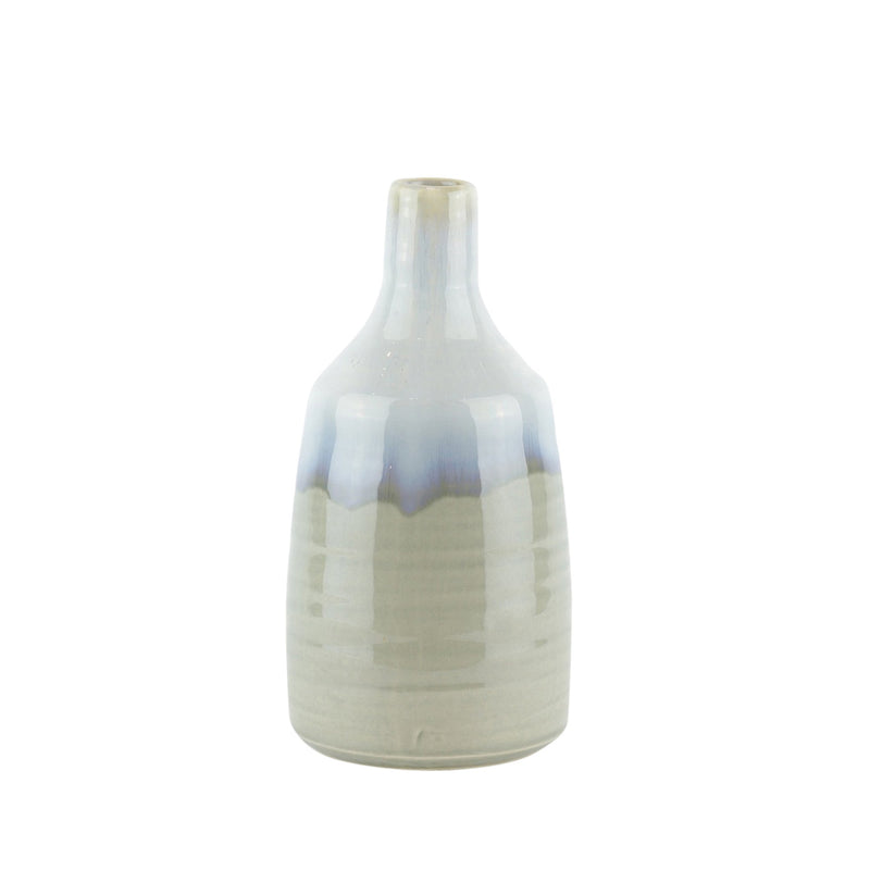 Ceramic Drip Glaze Vase, 10.25" Lt Blue Mix