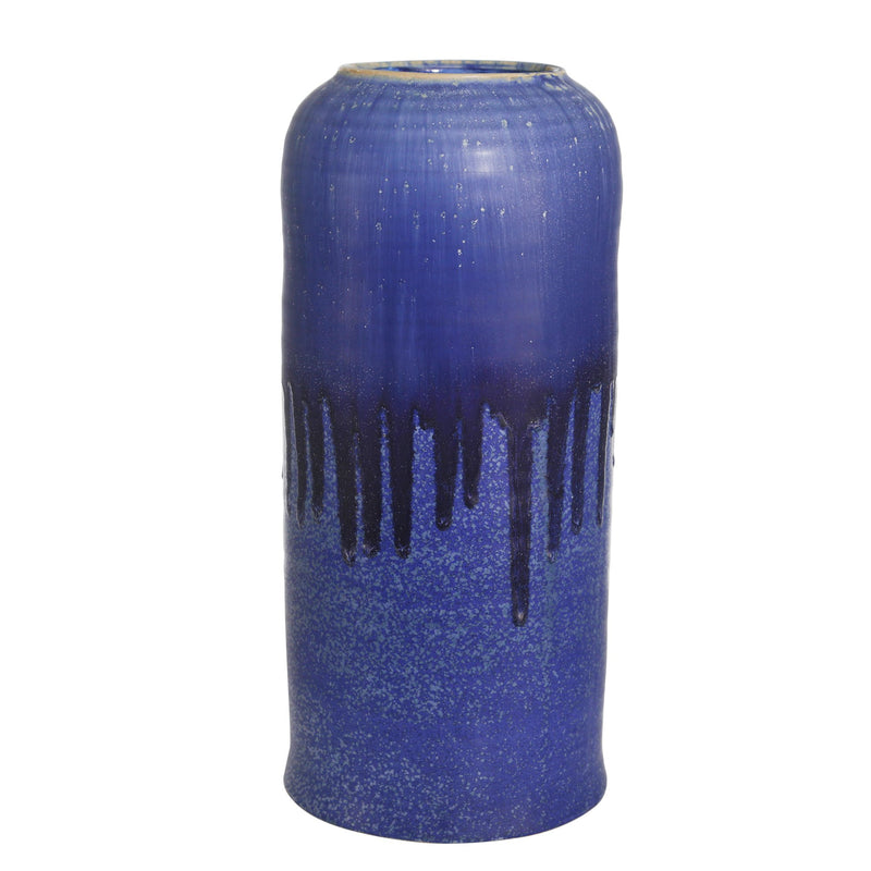 Ceramic Drip Glaze Vase , 15", Blue