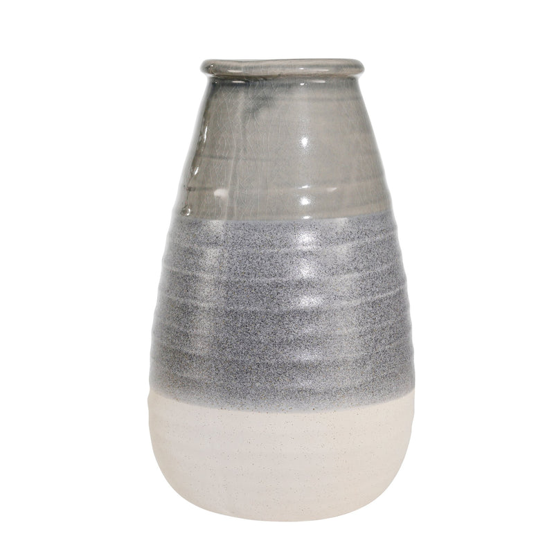 Ceramic Cone Vase, 16" Gray