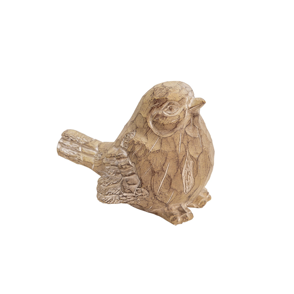 Resin Bird Decor, 6", Brown/Ivory