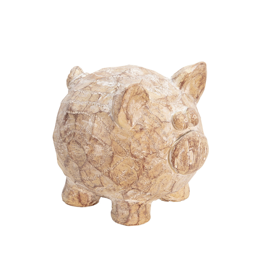 Resin Pig Decor, 7", Brown/Ivory