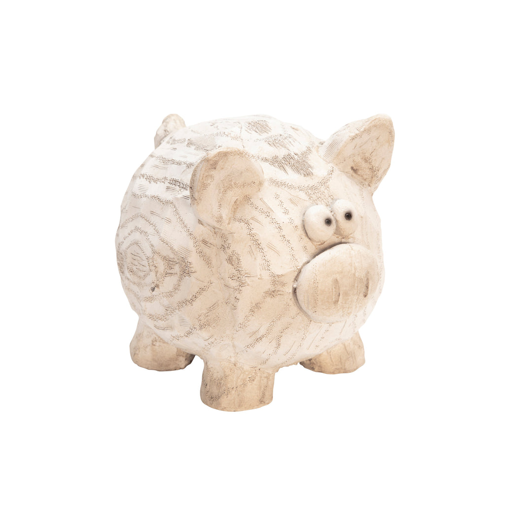 Resin Pig Decor, 7" White