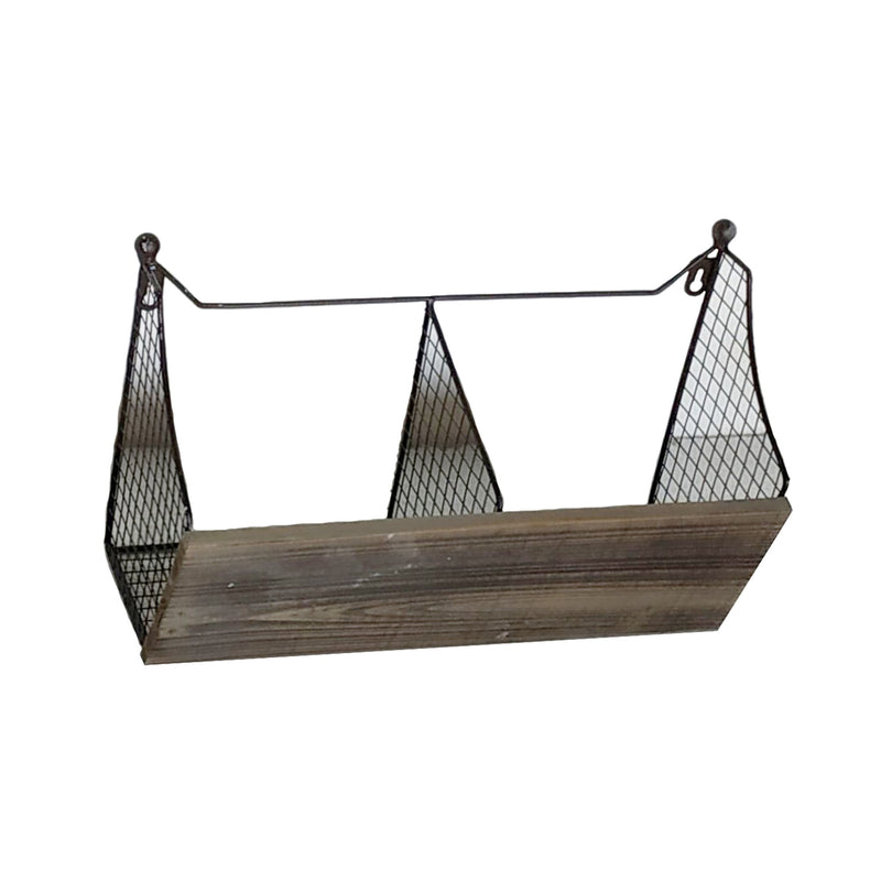 Wire & Wood Double Wall Basket, Brown