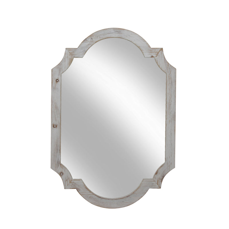 Wood Frame Wall Mirror, 44.5",Ivory Wb