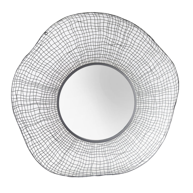 Metal 36" Wire Grid Wall Mirror, Black Wb