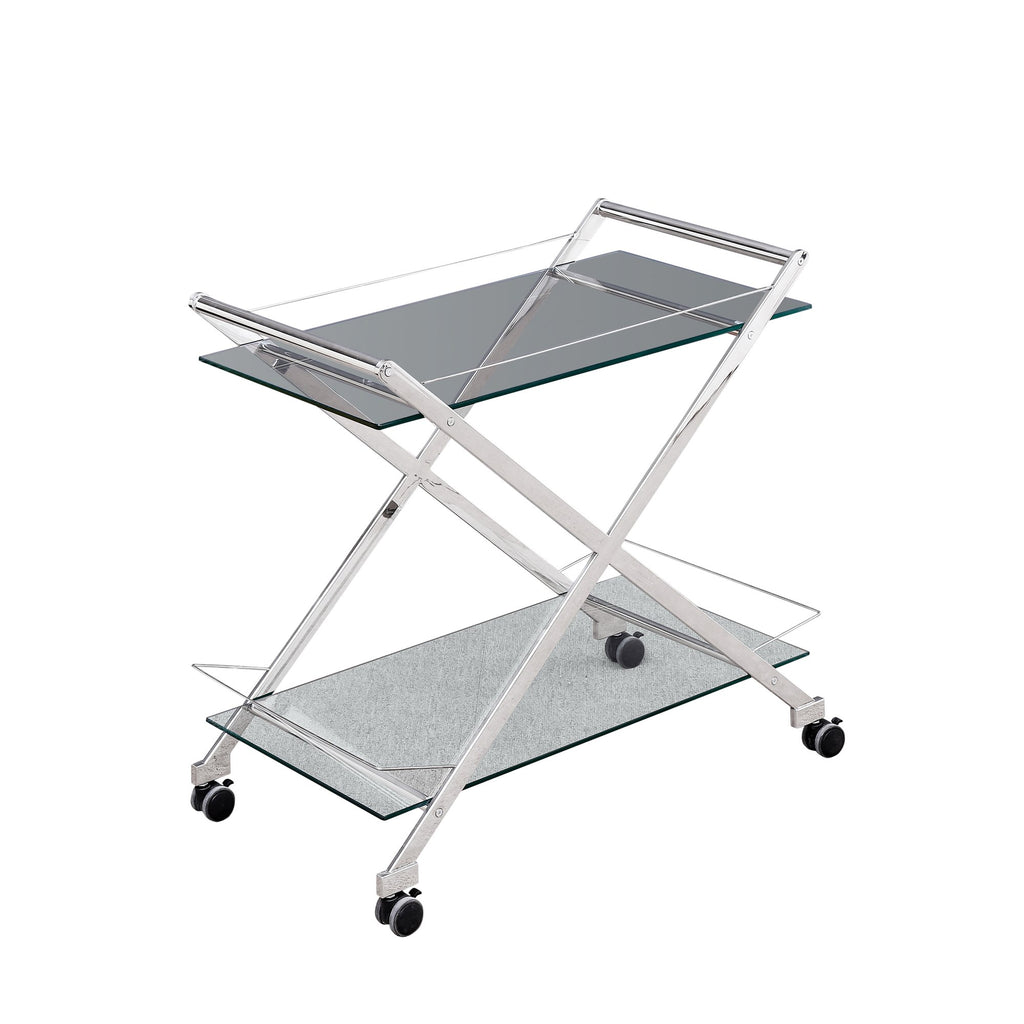 Two Tier 31" Rolling Bar Cart,Silver
