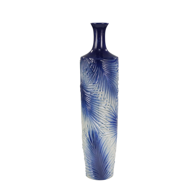 Ceramic 24.5" Fern Design Vase, Blue Mix