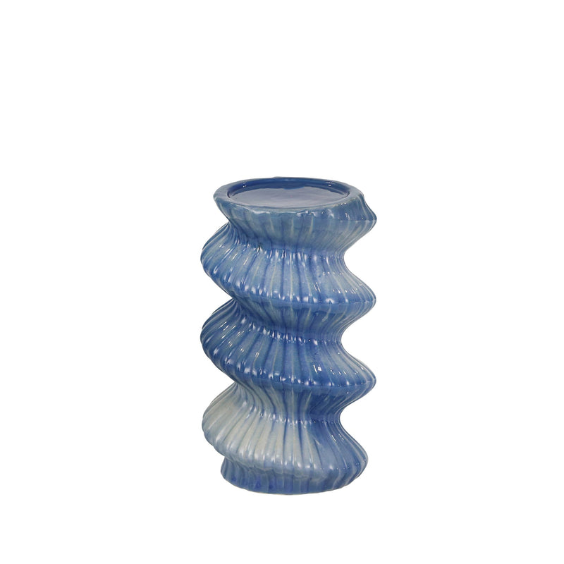 Ceramic 8" Spiral Candle Holder, Blue Mix