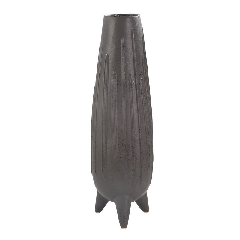 Ceramic 23" Footed Vase, Matte Black