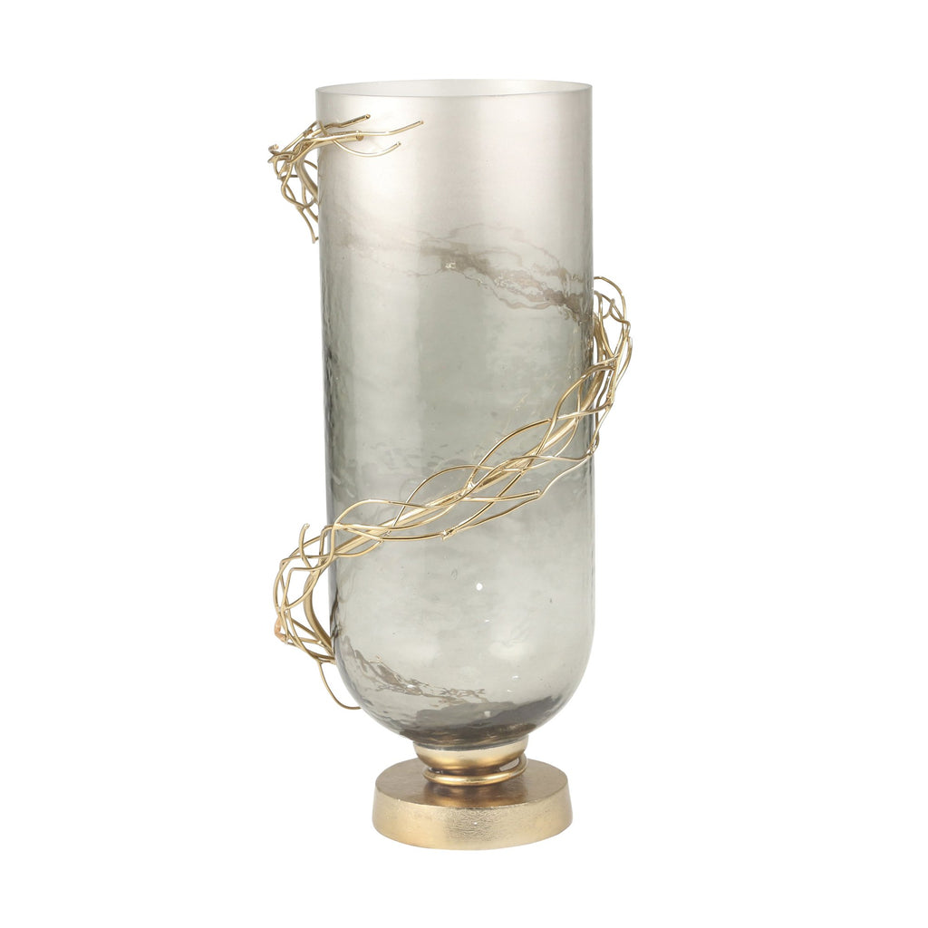 Glass 17" Wire Wrap Vase, Gold