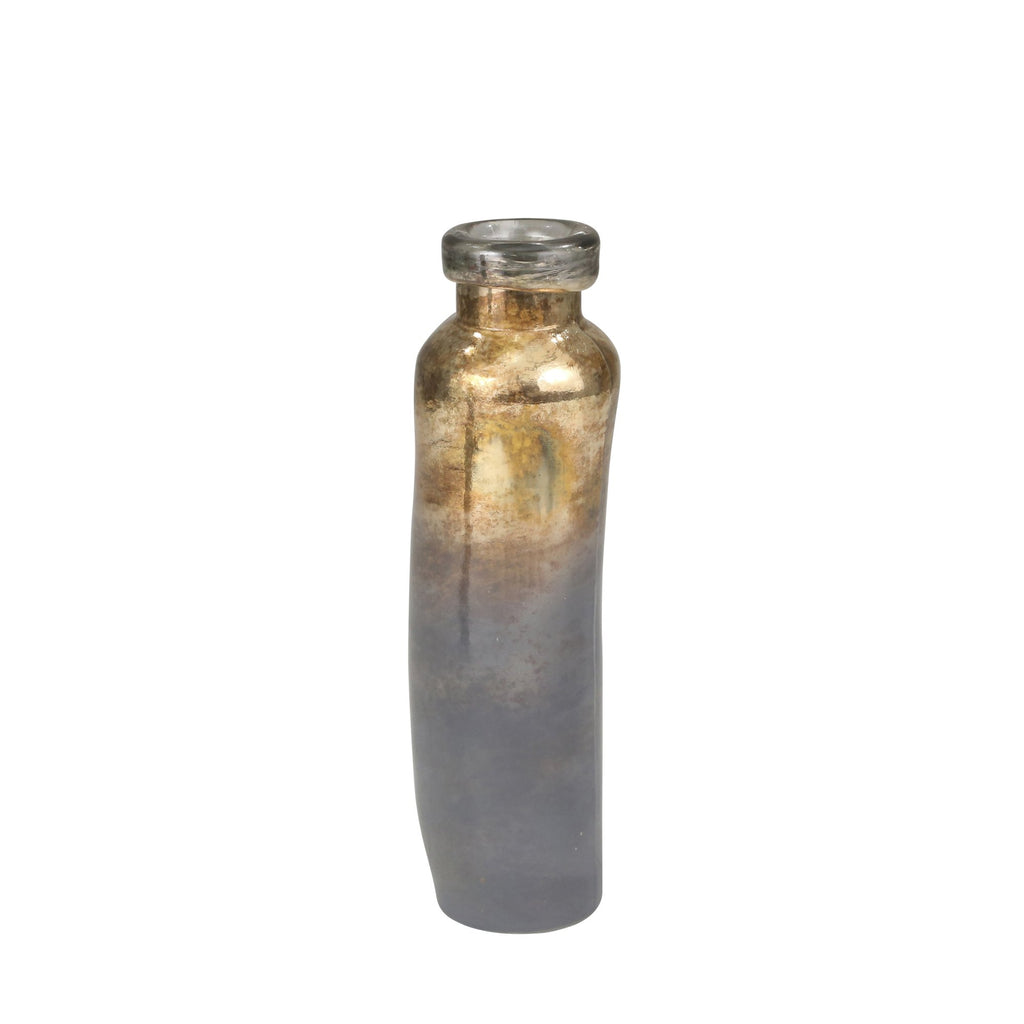 Glass 14" Organic Vase, Copper/ Gray Mix