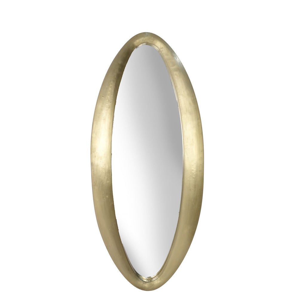 Wood / Brass Clad, 64" Oval Wall Mirror, Gold