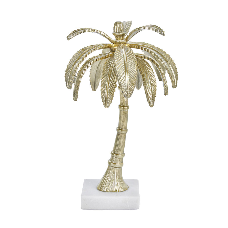 Aluminum 16" Palm Tree Decoration, Brass Ant.
