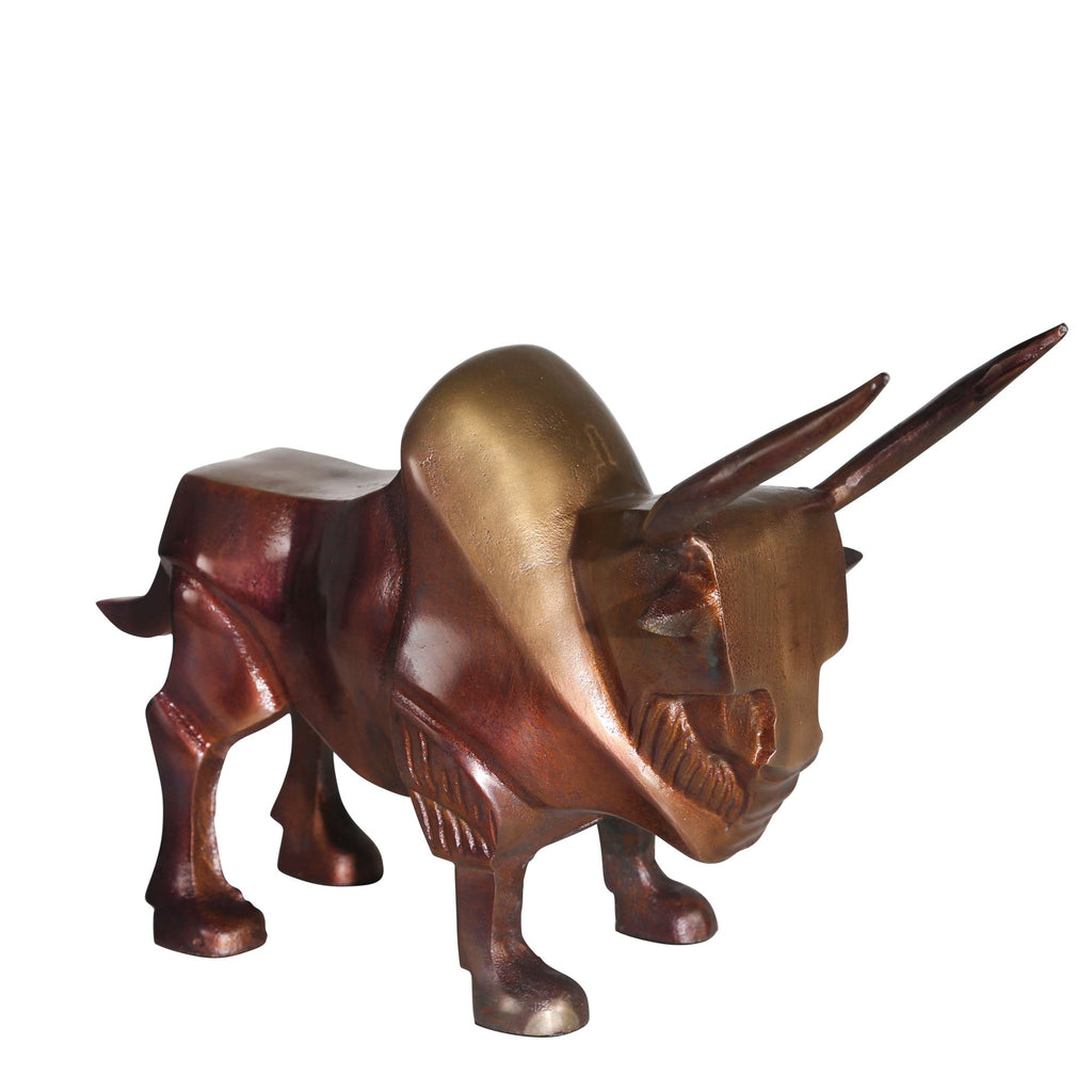 Aluminum 14" L  Bull Sculpturecobalt Blue/Brass
