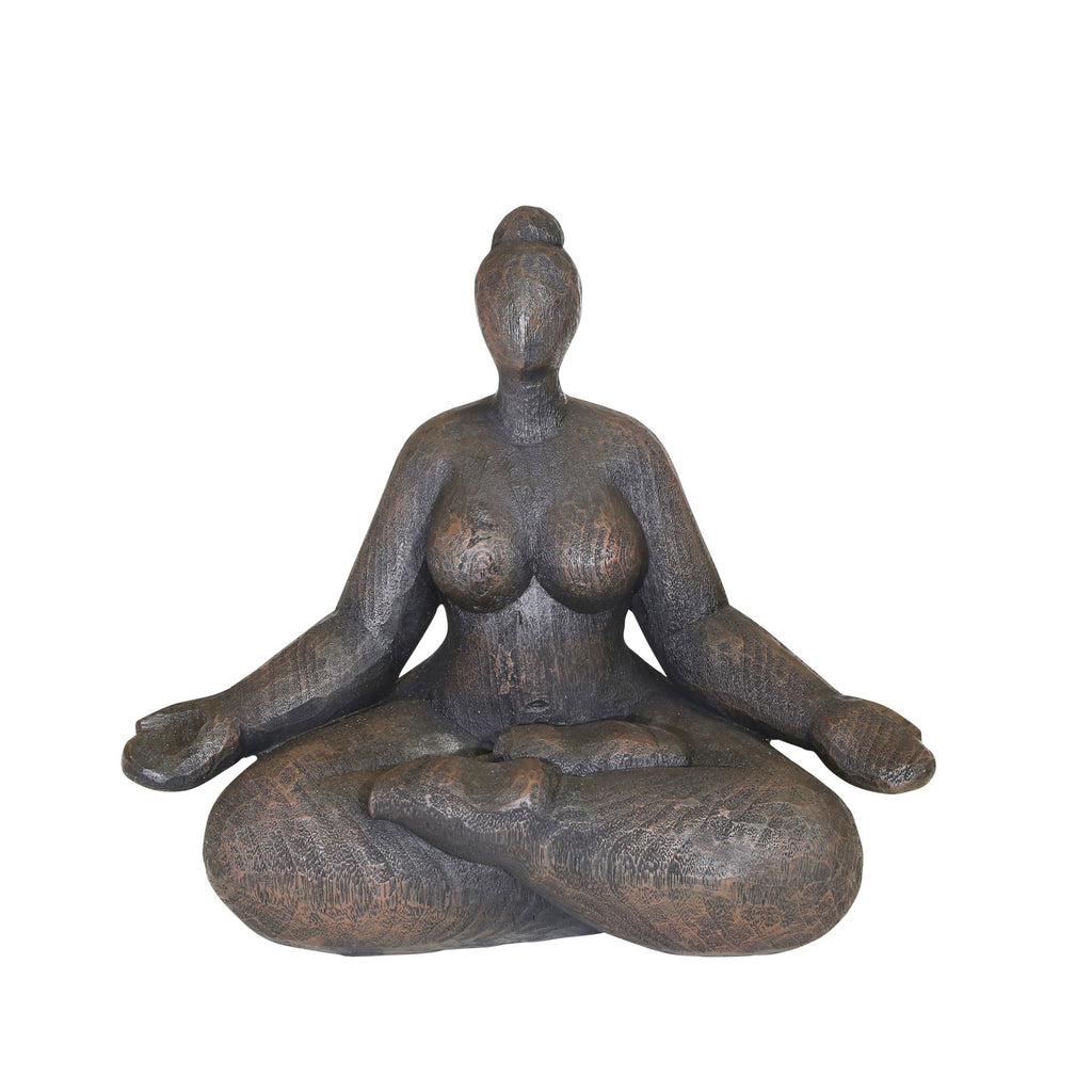 Resin 11" Sucasana Female Yogafigurine, Black