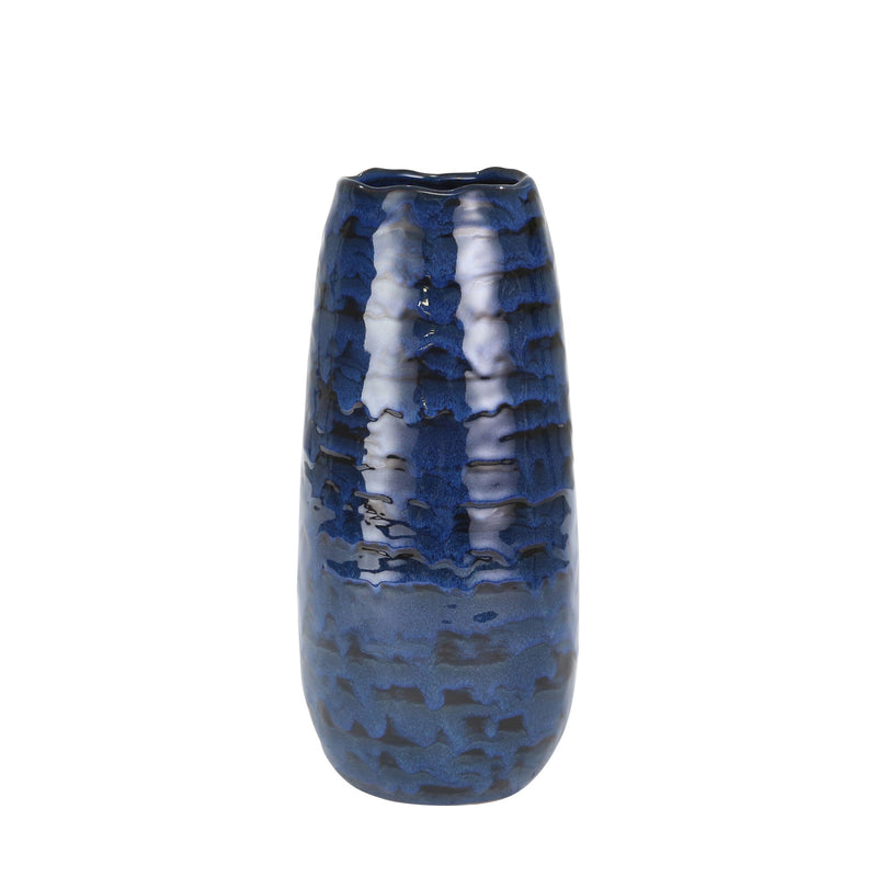 Ceramic 13.25" Cone Vase, Blue