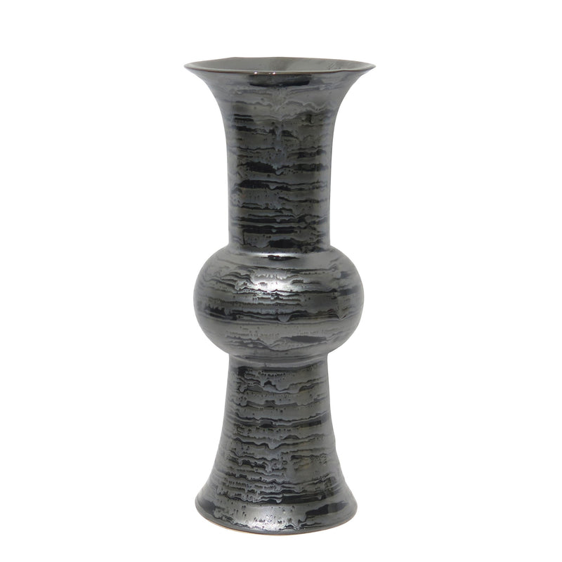 Ceramic 15" Trumpet Vase, Gray