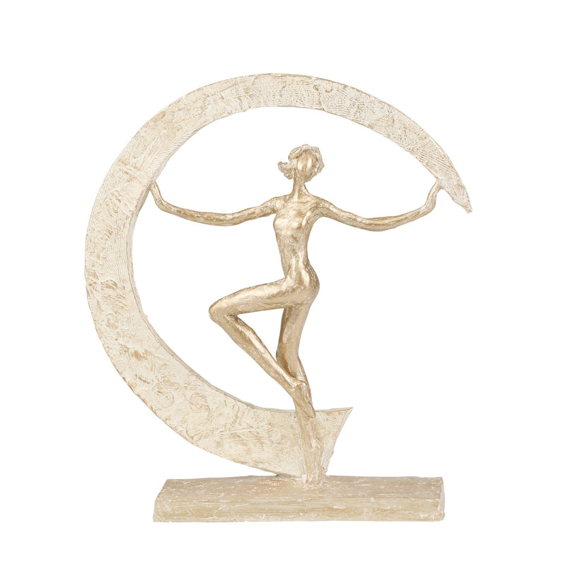 Polyresin 13.5" Dancing Figurine, White / Gold
