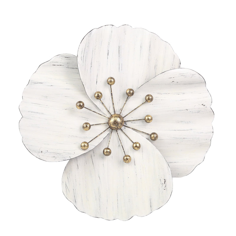 Metal 18" Wall Flower, White, Wb