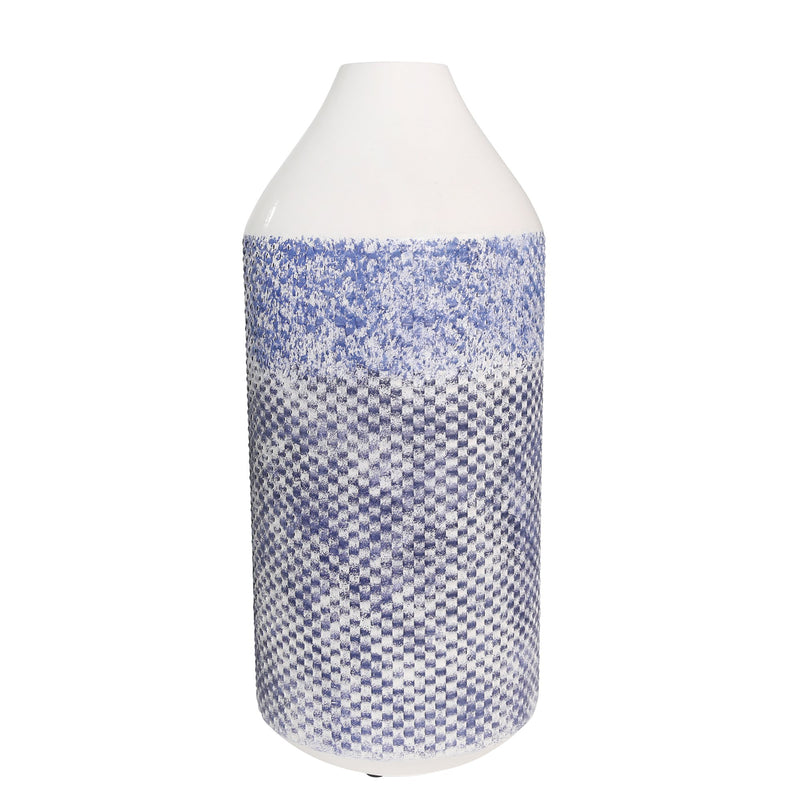 Metal 20" Vase Blue/White